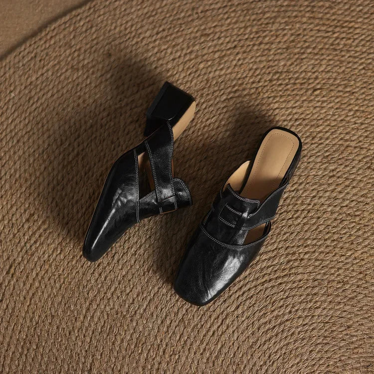 Women’s Closed Toe Mule Heels with Strap Detail
