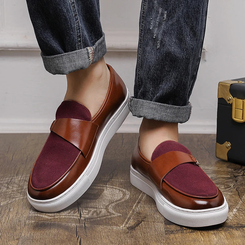 Men’s Slip-On Loafer Sneakers with Horsebit Detail and Flat Sole