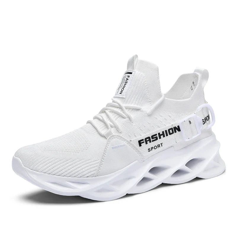 Men's Chunky Sneakers - Lace-Up - Knit Upper - Blade Sole