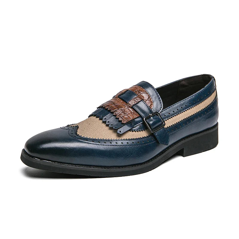 Men’s Brogue Loafers with Kiltie Fringe and Buckle Detail