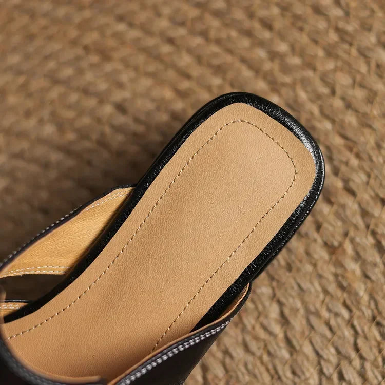 Women’s Closed Toe Mule Heels with Strap Detail