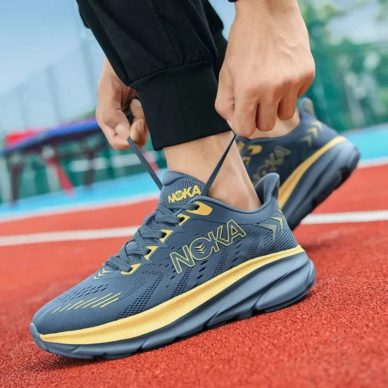 Men's Mesh Upper Lace-Up Athletic Sneakers - Thick Cushioned Sole