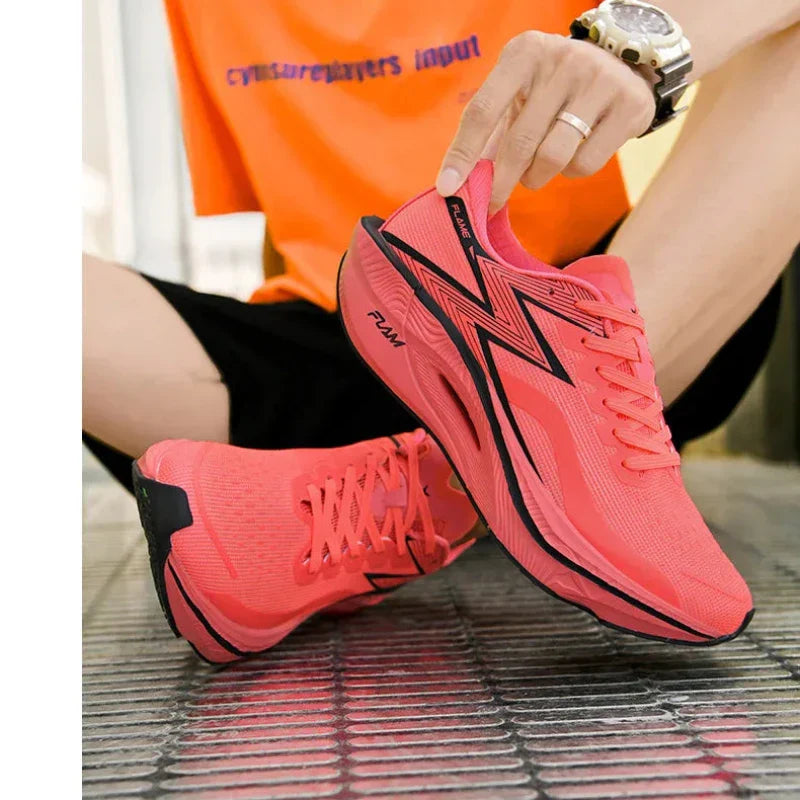 Men's Lace-Up Running Sneakers - Low Top - Mesh Upper - Curved Midsole
