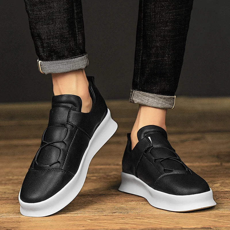 Men's Low-Top Hook and Loop Closure Sneakers - Round Toe