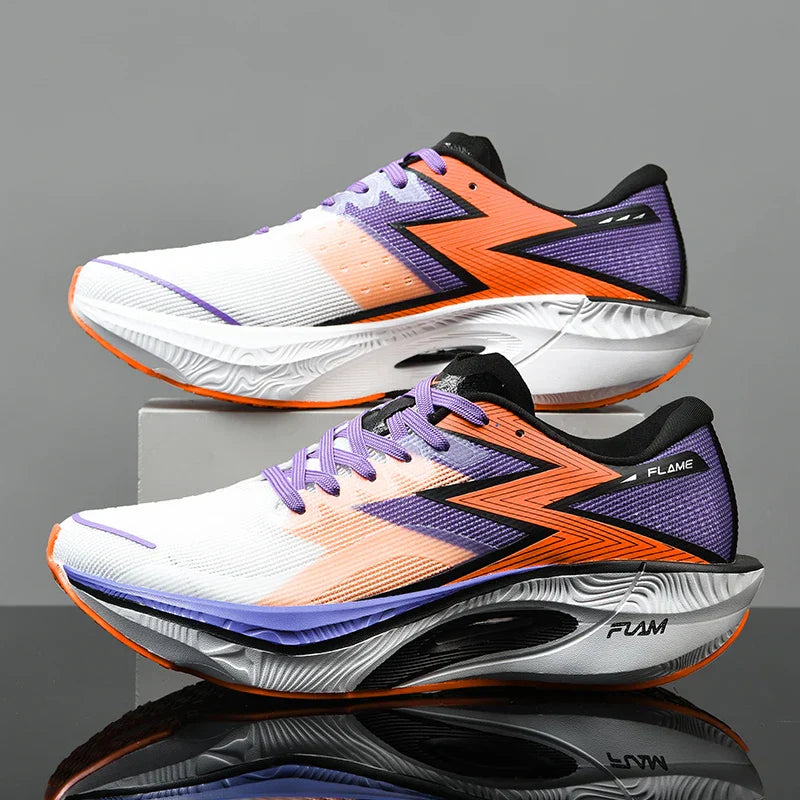 Men's Lace-Up Running Sneakers - Low Top - Mesh Upper - Curved Midsole