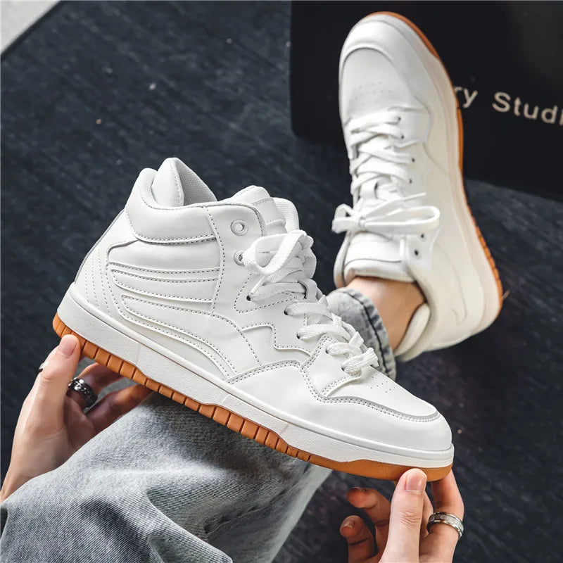 Men’s High-Top Basketball Sneakers with Lace-Up Design and Flat Sole