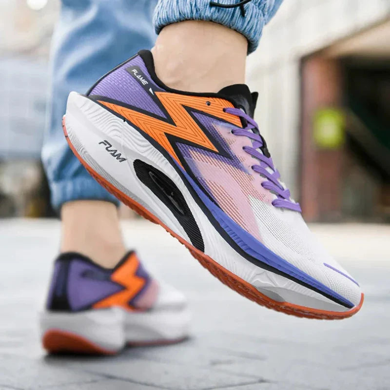 Men's Lace-Up Running Sneakers - Low Top - Mesh Upper - Curved Midsole