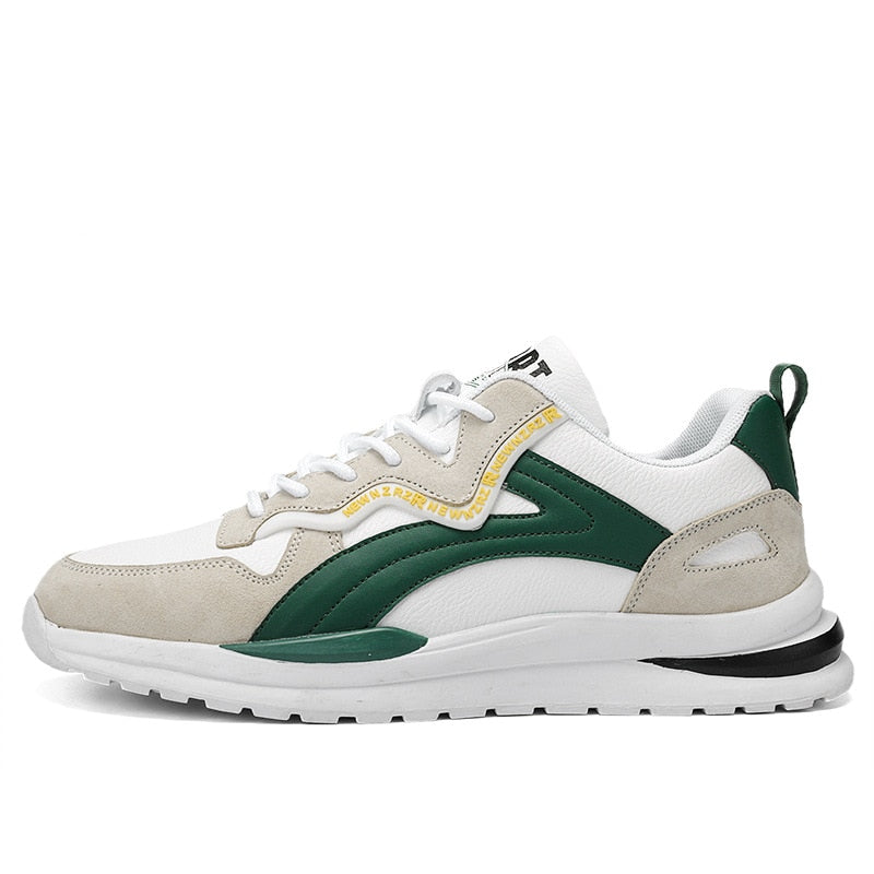 Men’s Lace-Up Low-Top Sneakers with Paneled Upper and Thick Sole