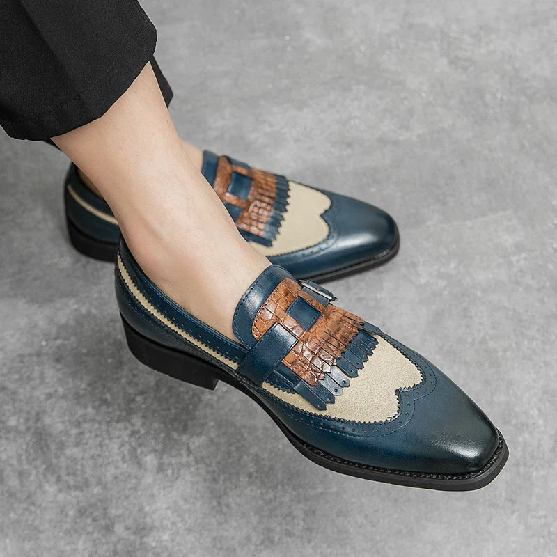 Men’s Brogue Loafers with Kiltie Fringe and Buckle Detail