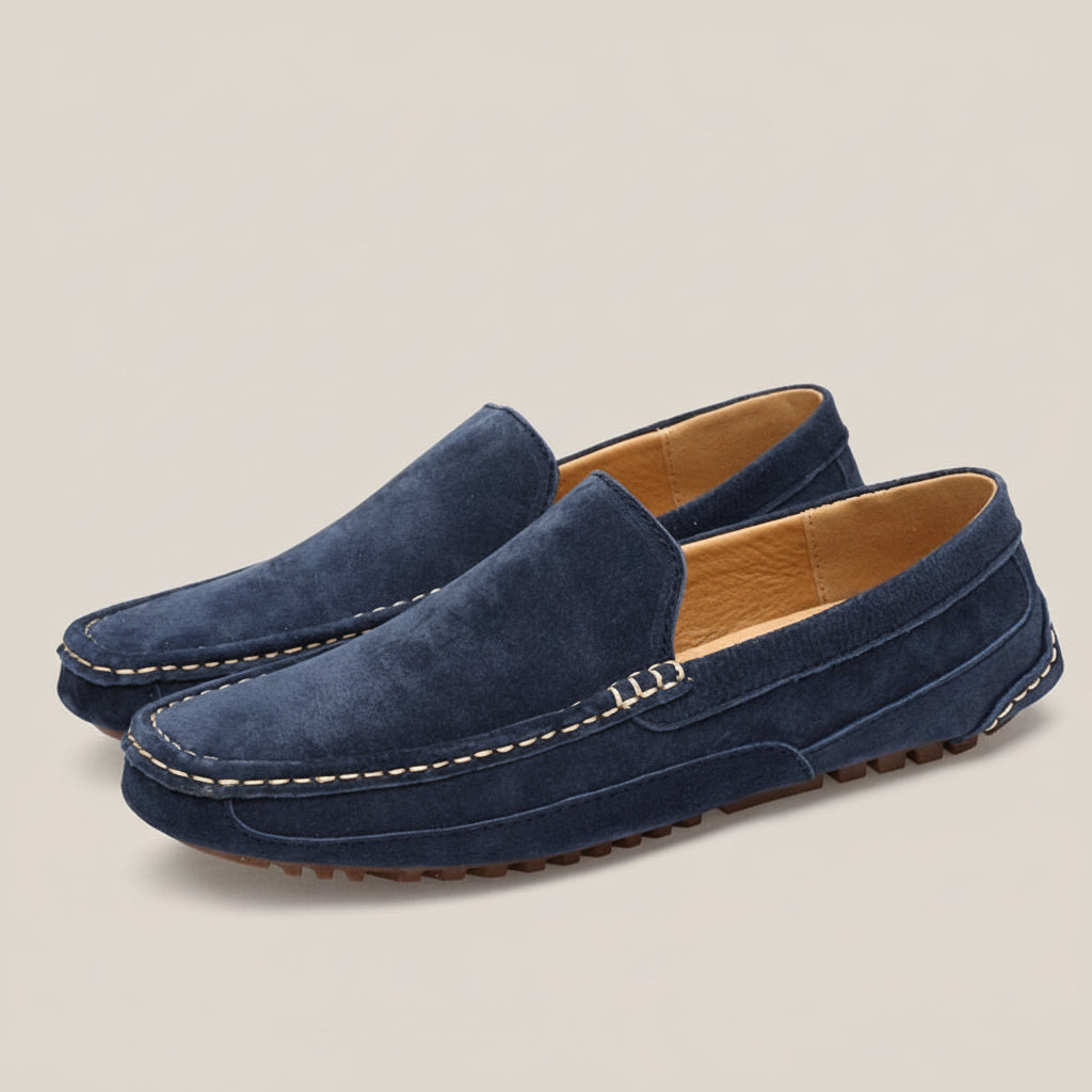Men’s Slip-On Loafers with Almond Toe and Flat Sole