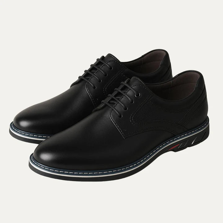Men’s Lace-Up Derby Shoes with Rounded Toe and Stitched Sole