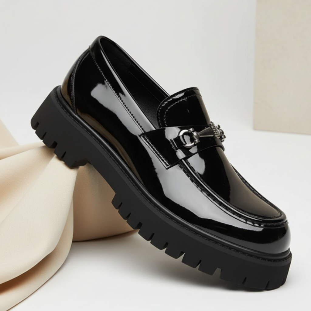 Men's Loafers Chunky Platform Lug Sole Metal Bit Detail