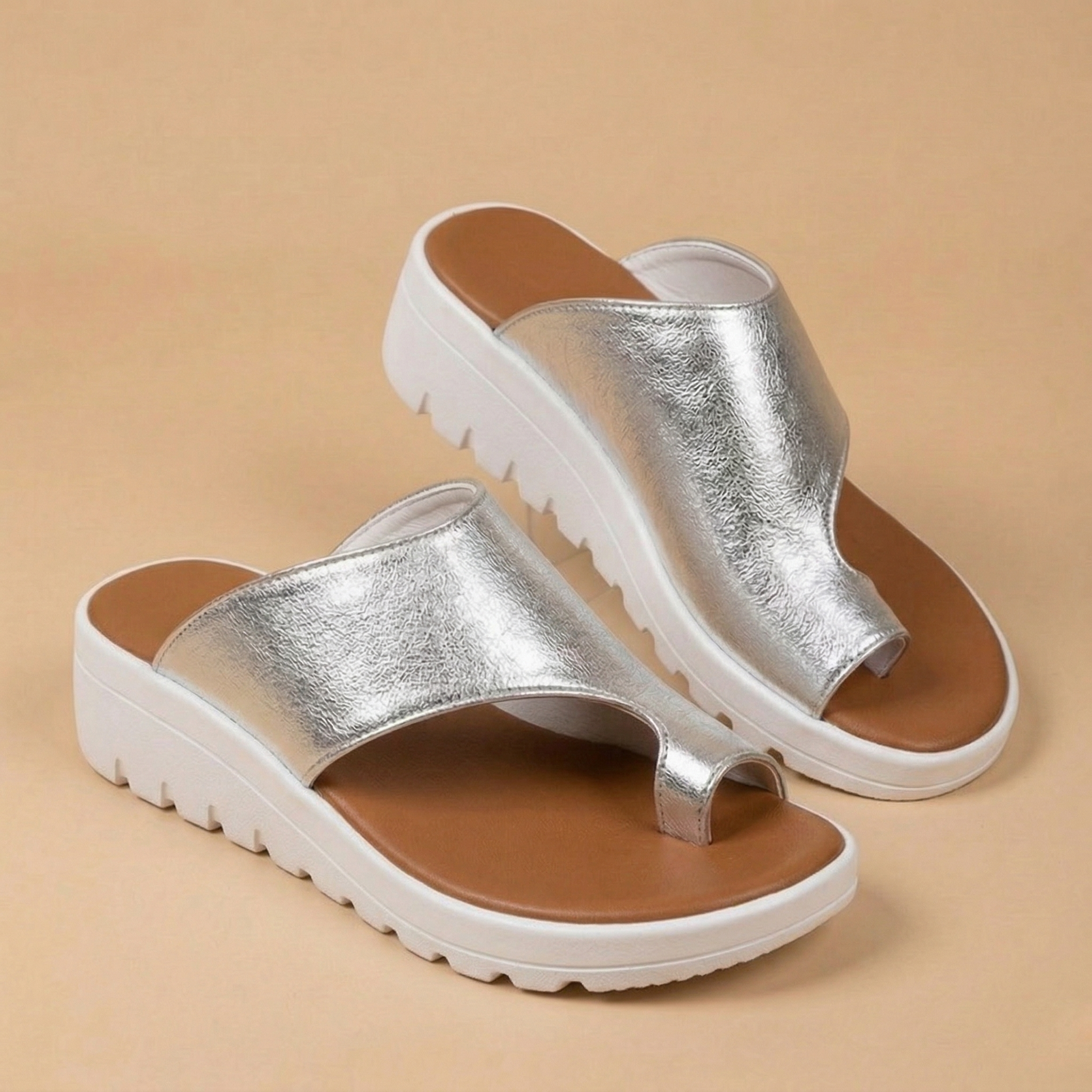 Women’s Open-Toe Slip-On Sandals with Wide Strap and Flat Sole