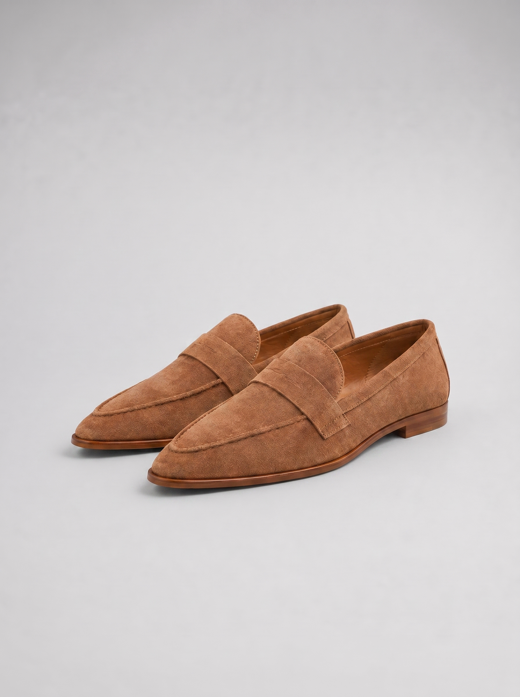 Women's Penny Loafers Pointed-Toe Slip-On Suede Flats