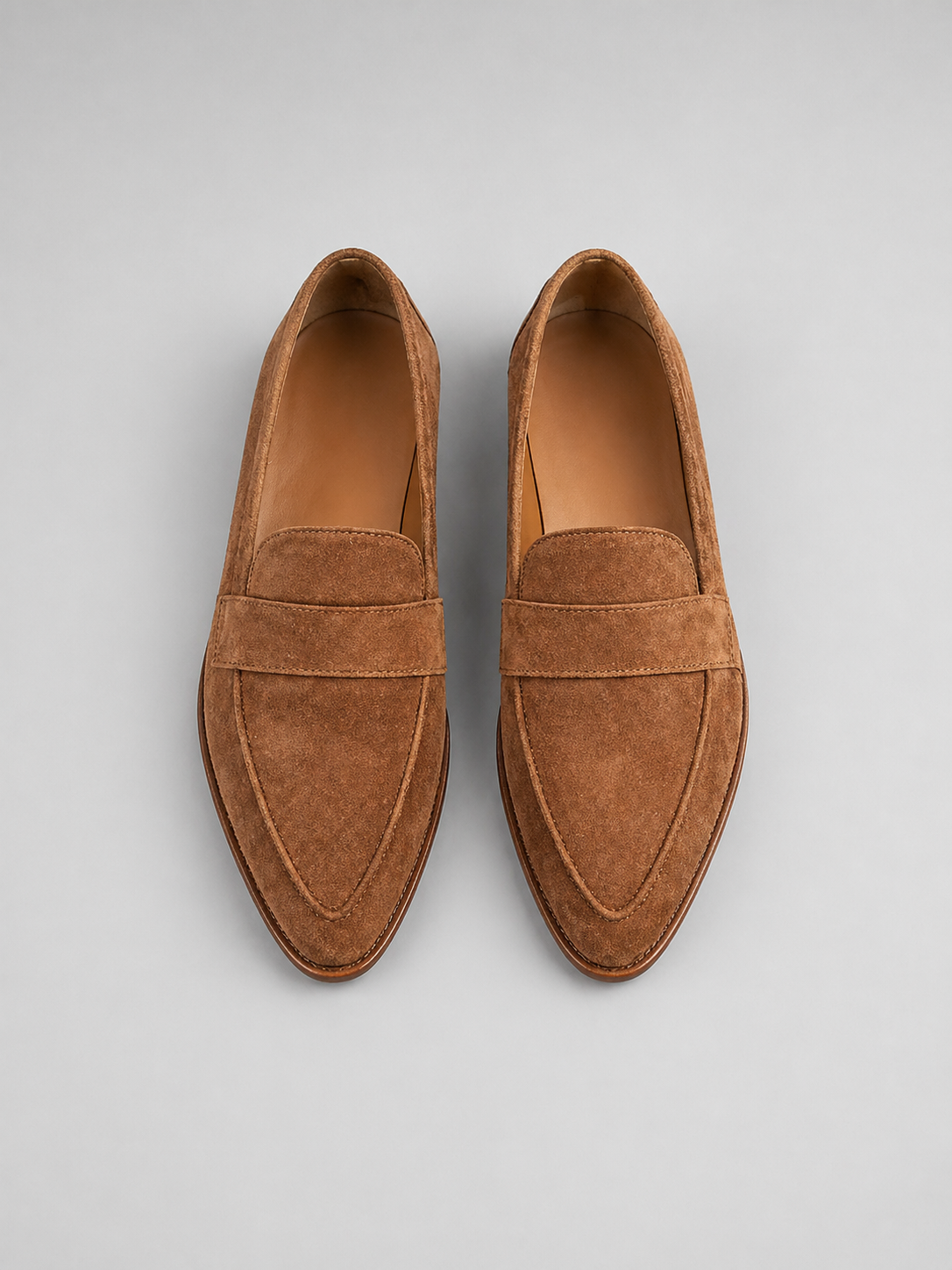 Women's Penny Loafers Pointed-Toe Slip-On Suede Flats
