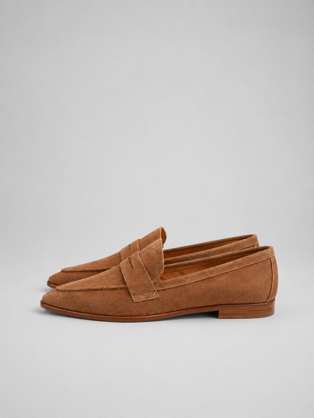 Women's Penny Loafers Pointed-Toe Slip-On Suede Flats