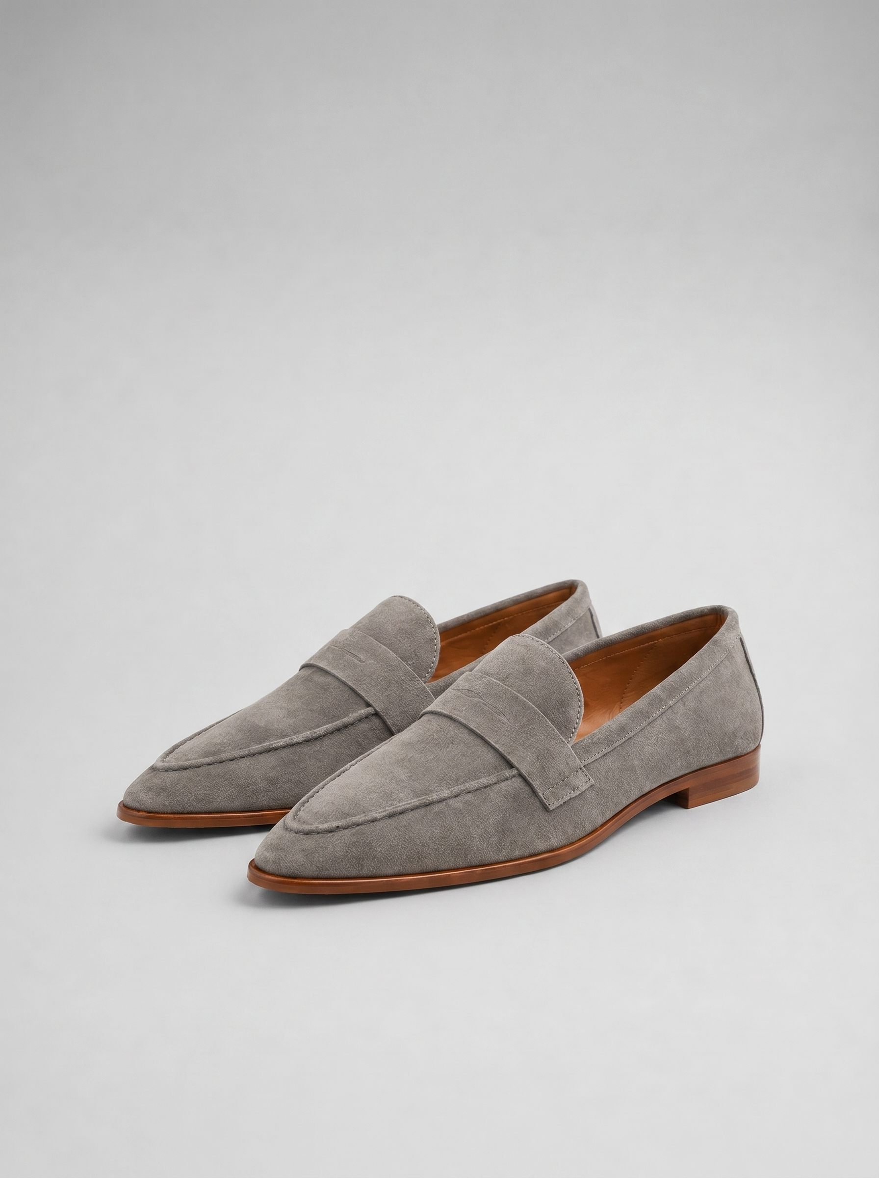 Women's Penny Loafers Pointed-Toe Slip-On Suede Flats