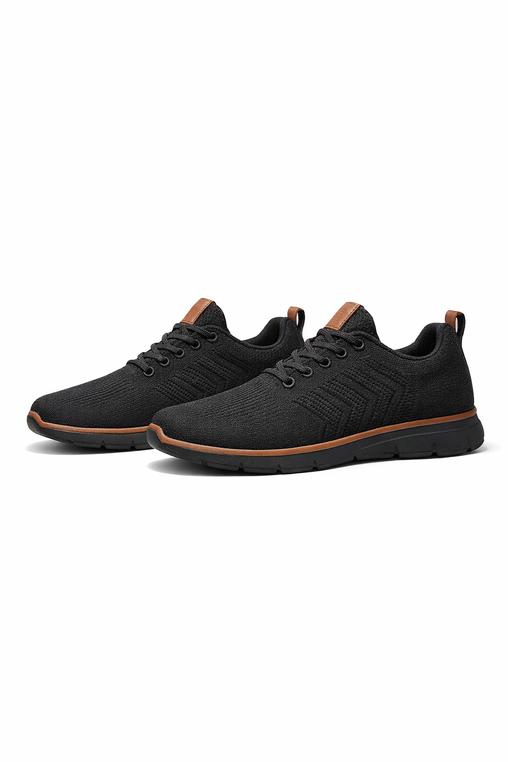 Men's Sneakers - Low-Top - Lace-Up - Ribbed Knit Upper - Pull Tab