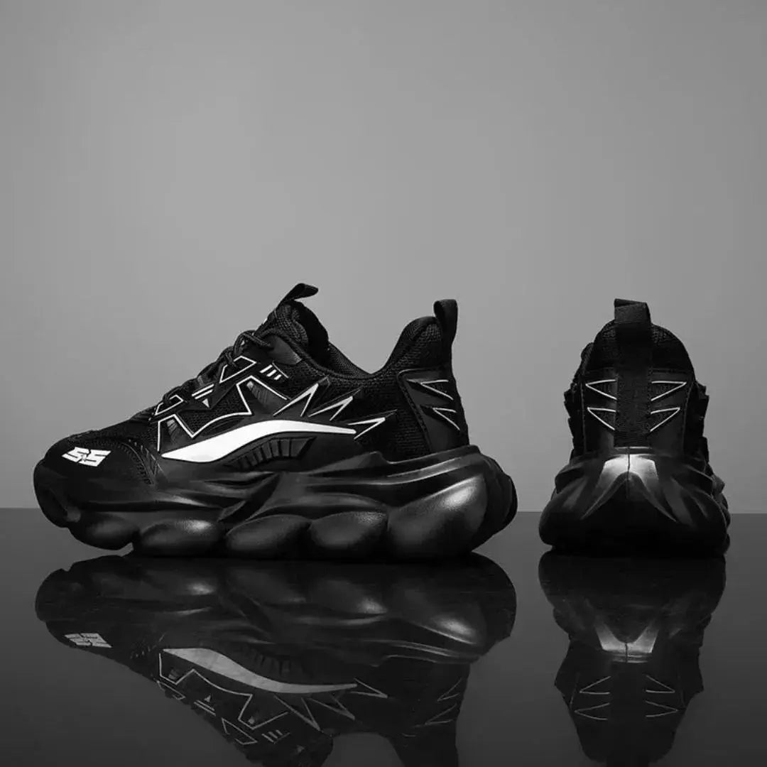 Men's Chunky Platform Sneakers - Lace-Up Low-Top