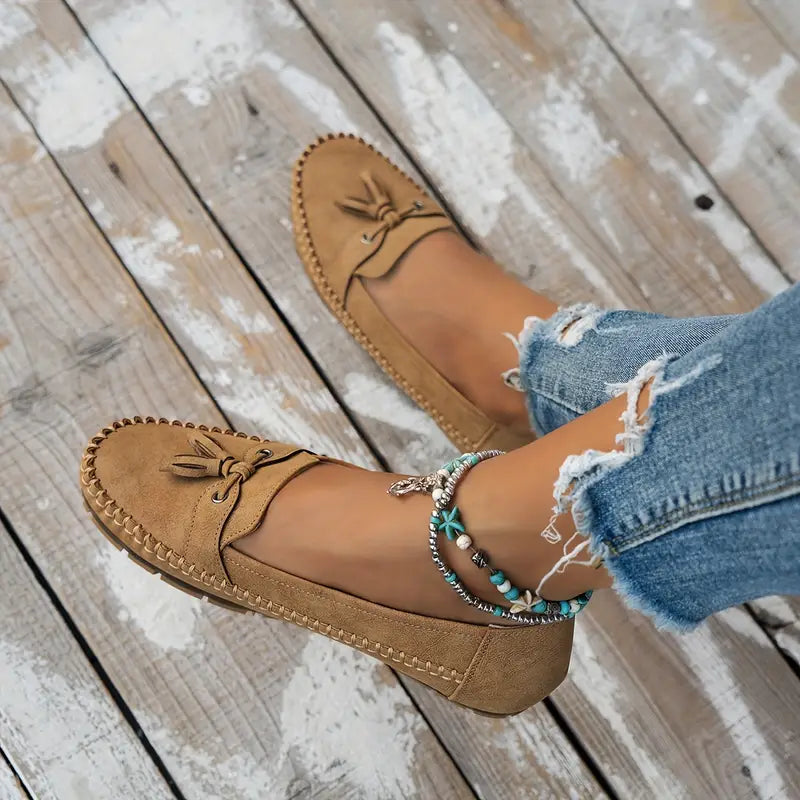 Women’s Slip On Loafers with Bow Detail and Rounded Toe