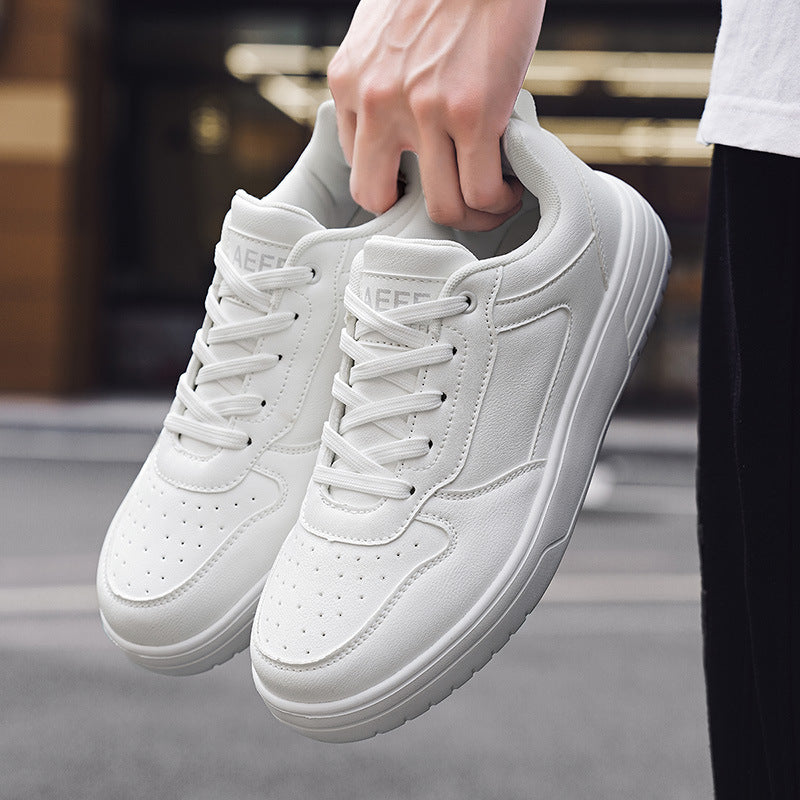Men's Lace-Up Casual Sneakers - Round Toe - Low Top - Smooth Upper - Flat Sole