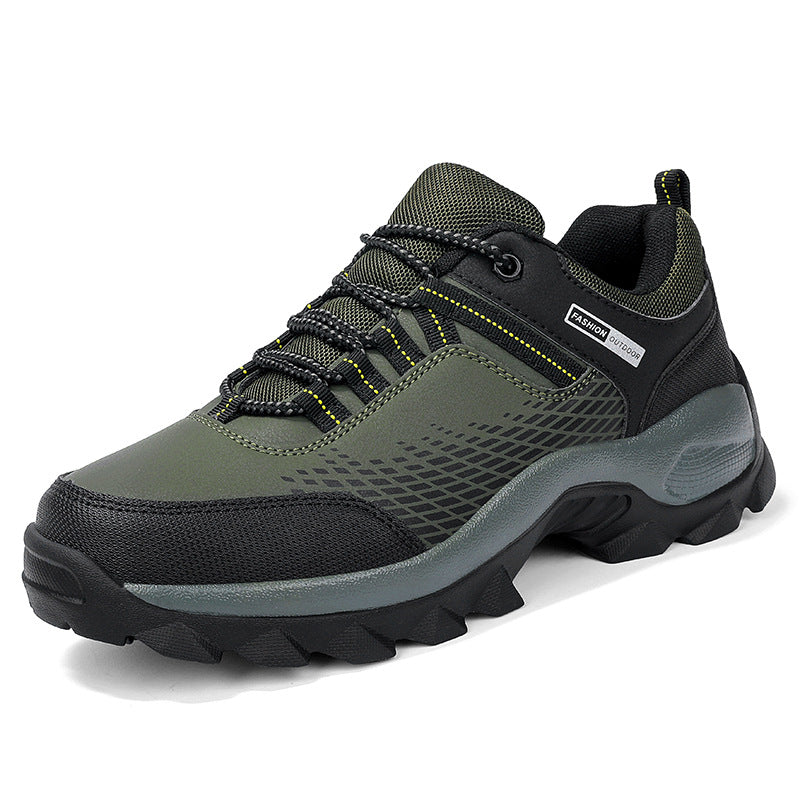 Men's Rounded Toe Lace-Up Shoes with Mesh Upper - Lugged Sole