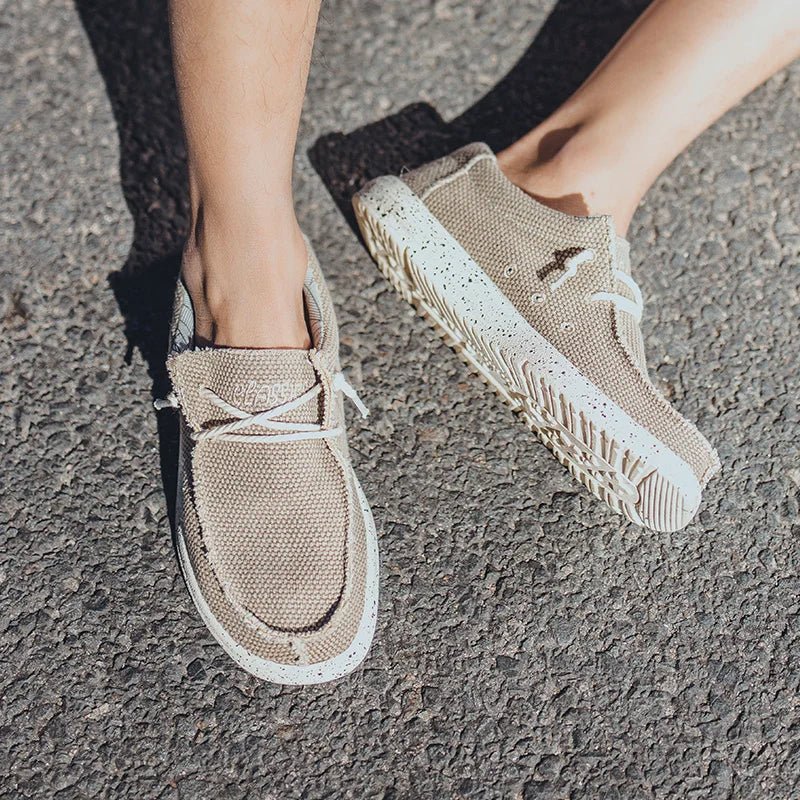 Men's Sneakers Canvas Lace-Up Round Toe Speckled Rubber Sole