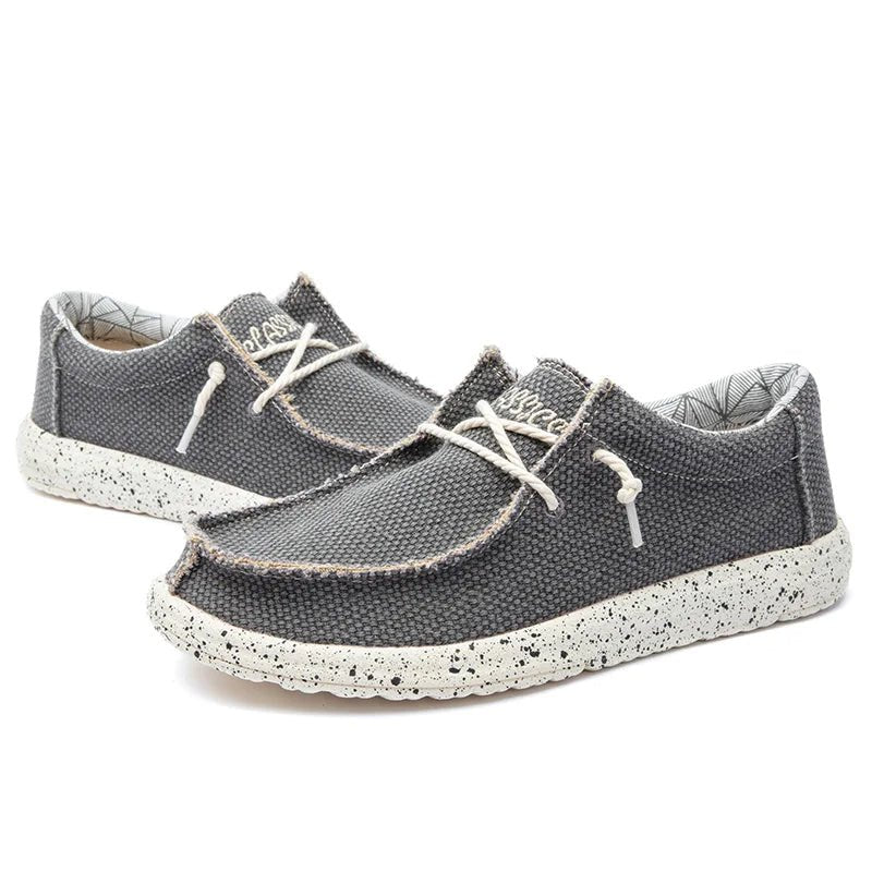 Men's Sneakers Canvas Lace-Up Round Toe Speckled Rubber Sole