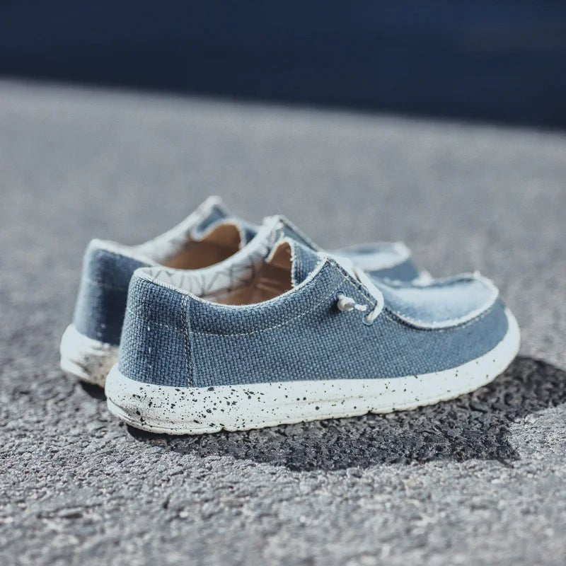 Men's Sneakers Canvas Lace-Up Round Toe Speckled Rubber Sole