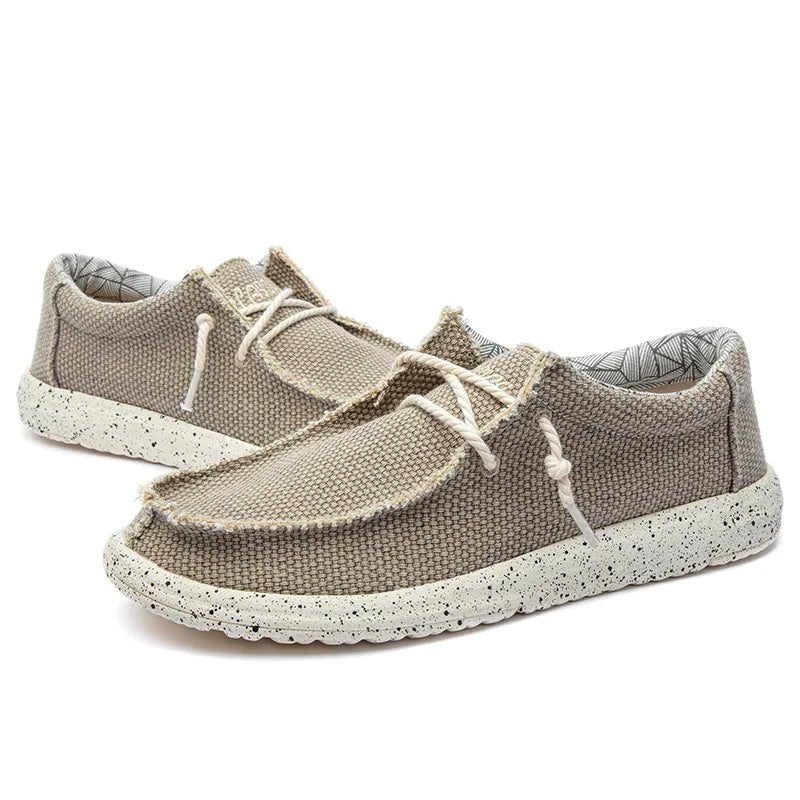 Men's Sneakers Canvas Lace-Up Round Toe Speckled Rubber Sole