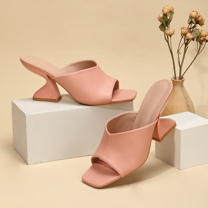 Women’s Square Toe Mule Heels with Sculpted Block Heel