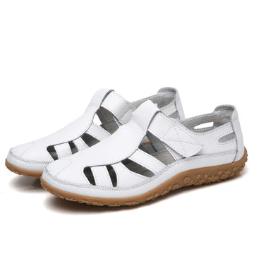 Women's Fisherman Sandals - Hook Loop Closure - Cut-out Design