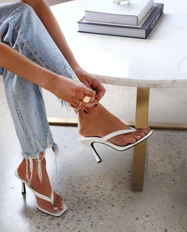 Women's Slingback Slip On Square Toe Stilettos High Thong Heels