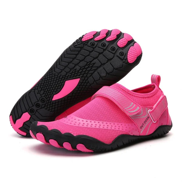 Men's Athletic Shoes Mesh Hook-Loop Closure Toe Pod Rubber Sole