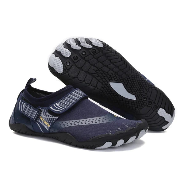 Men's Athletic Shoes Mesh Hook-Loop Closure Toe Pod Rubber Sole