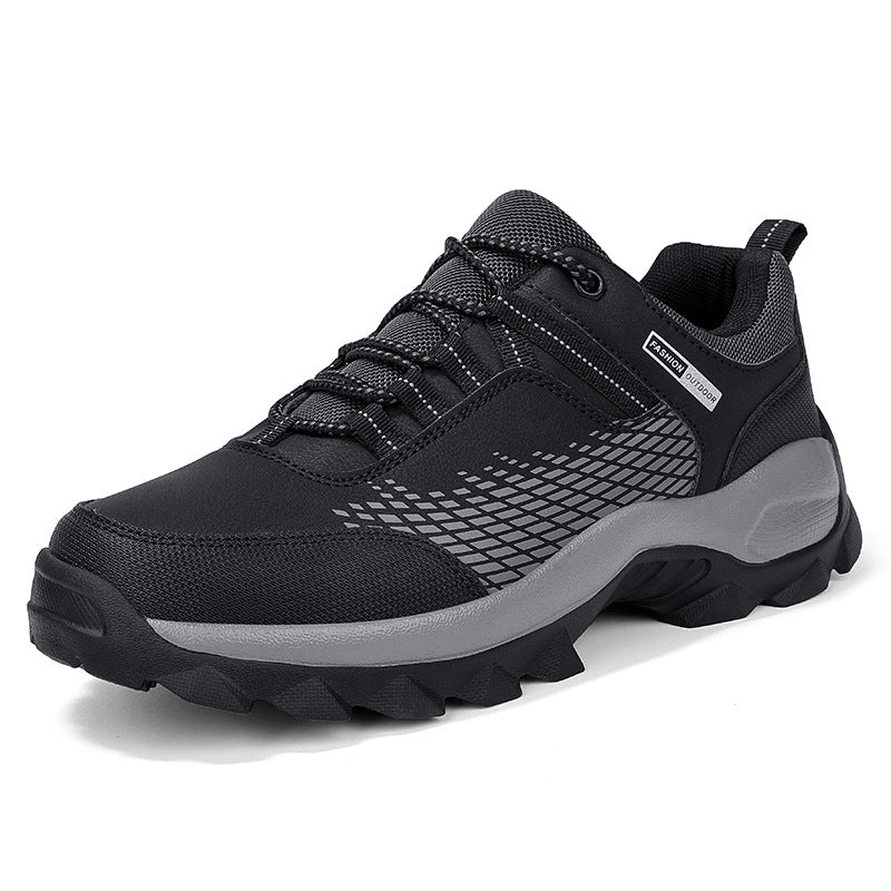 Men's Rounded Toe Lace-Up Shoes with Mesh Upper - Lugged Sole