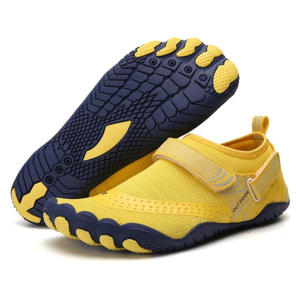 Men's Athletic Shoes Mesh Hook-Loop Closure Toe Pod Rubber Sole