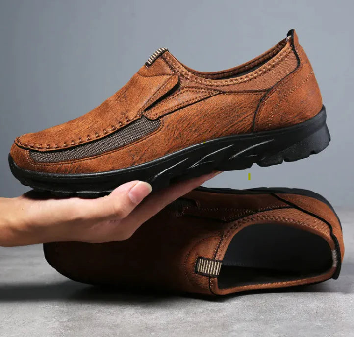 Men’s Casual Slip-On Shoes with Rounded Toe and Textured Sole