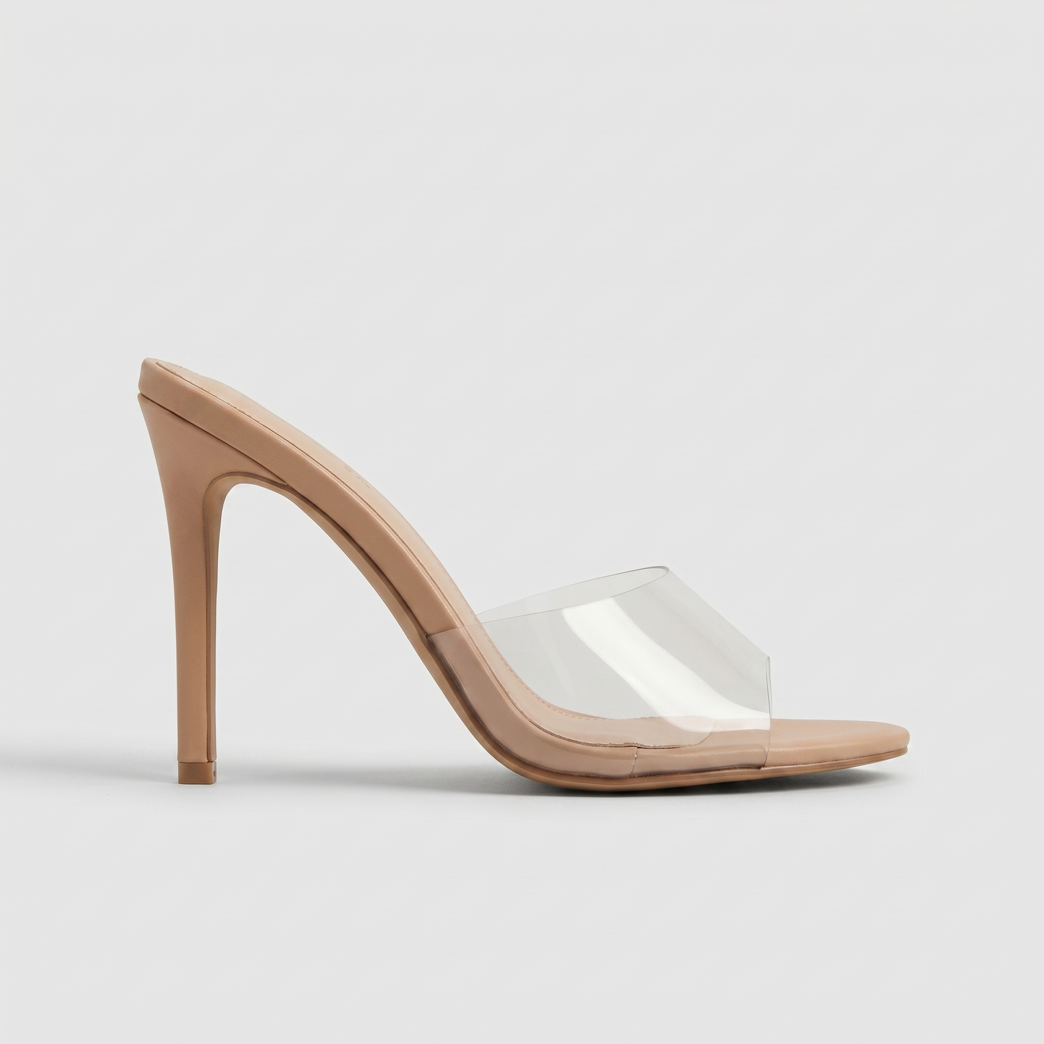 Women's Pointed Toe Clear Strap PVC High Stiletto Heel Mules