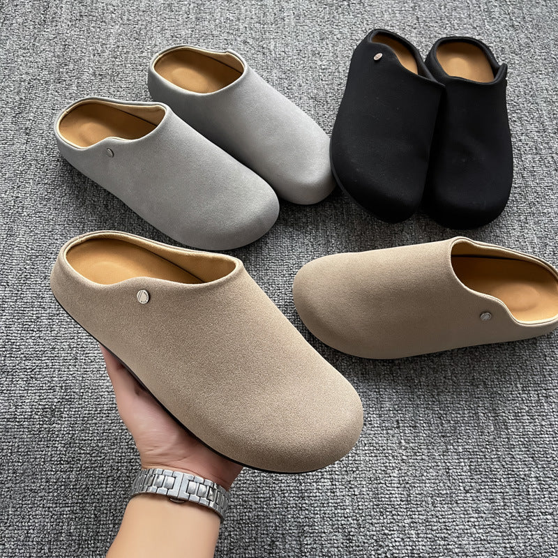 Men's Slip On Mule Loafers – Round Toe Closed Front Suede with Open Heel