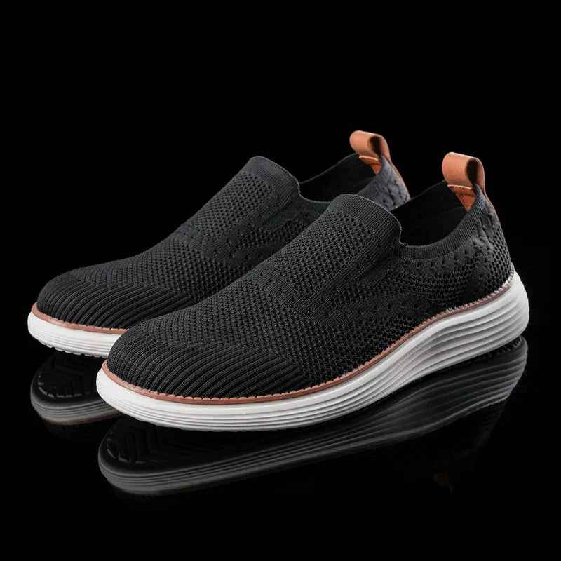 Men's Sneakers Knit Slip-On Platform Wedge Sole Pull Tab