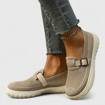 Women's Sneakers Slip-On Mesh Buckle Strap Round Toe Chunky Sole