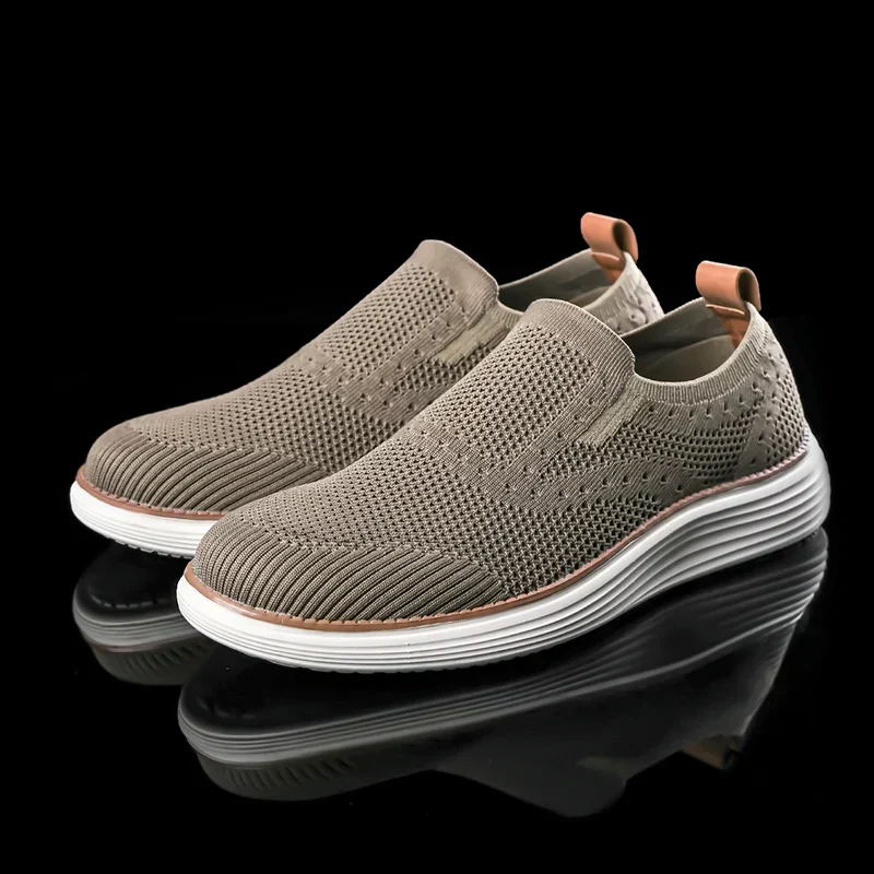 Men's Sneakers Knit Slip-On Platform Wedge Sole Pull Tab