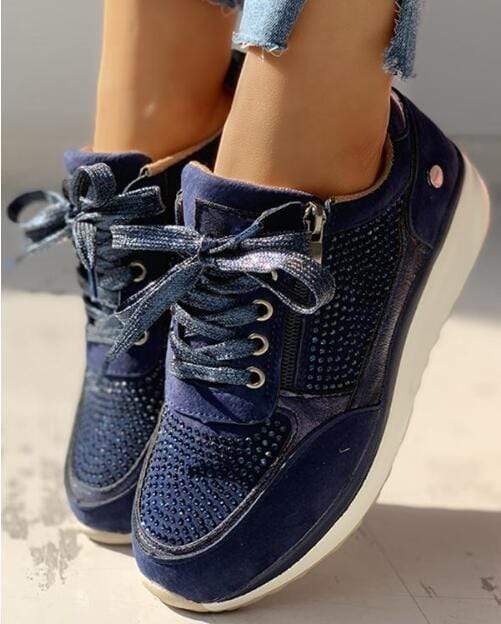 Women’s Lace Up Sneakers with Side Zip and Platform Sole