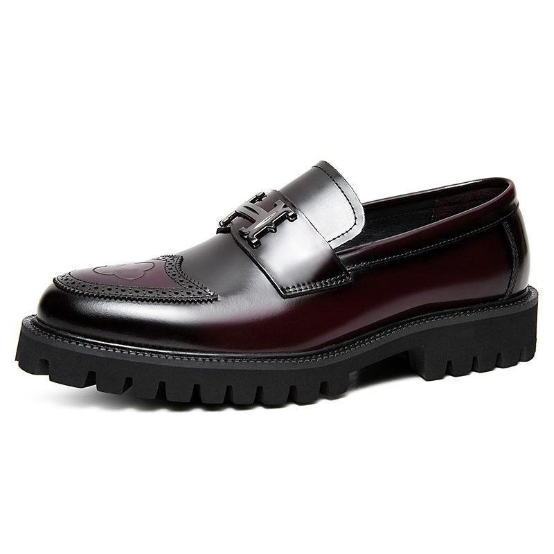 Men’s Faux Leather Loafers with Chunky Sole and Metal Detail