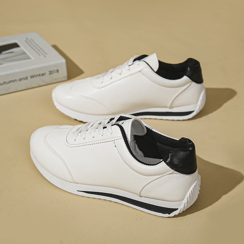 Women’s Lace-Up Low-Top Sneakers with Panel Stitching and Contrast Trim