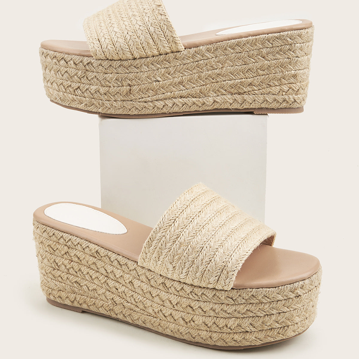 Women's Open Toe Platform Espadrille Wedge Mule Sandals