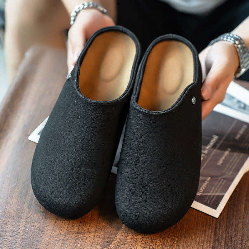 Men's Slip On Mule Loafers – Round Toe Closed Front Suede with Open Heel