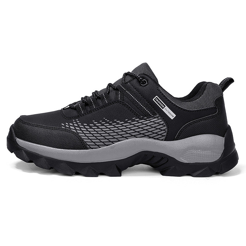 Men's Rounded Toe Lace-Up Shoes with Mesh Upper - Lugged Sole