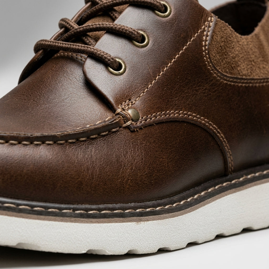 Men's Mocktoe Derby Shoes with Lace-Up Closure and Contrast Panel